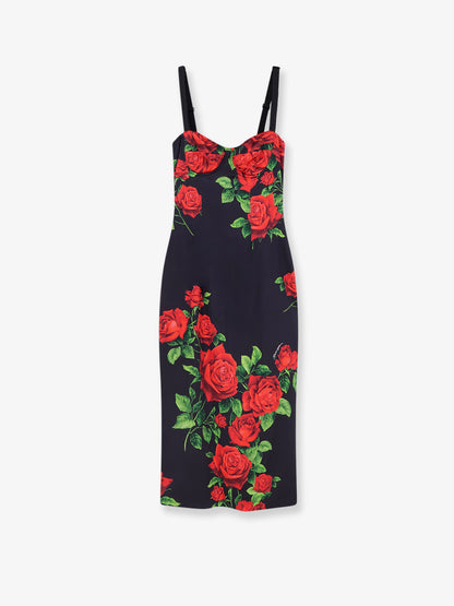 Vestito in seta stretch con iconica stampa Rose thumbnail