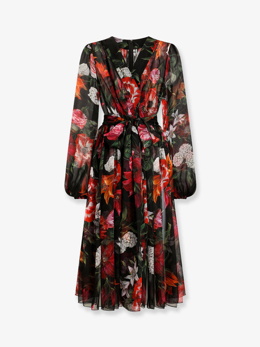 Chiffon dress with floral print