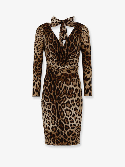Leopard print short charmeuse dress