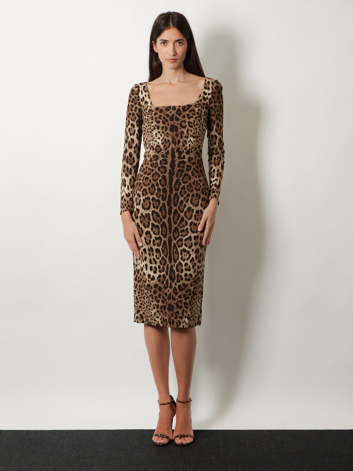 Midi Dress with Animal Print