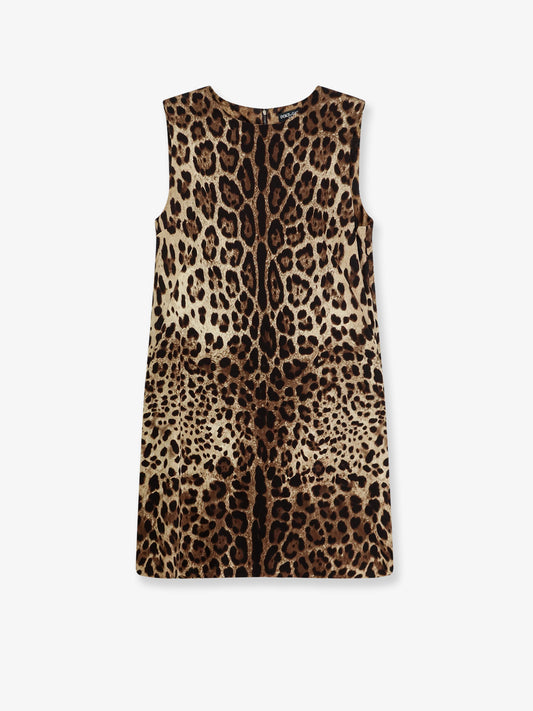 Stretch silk dress with Leopard print