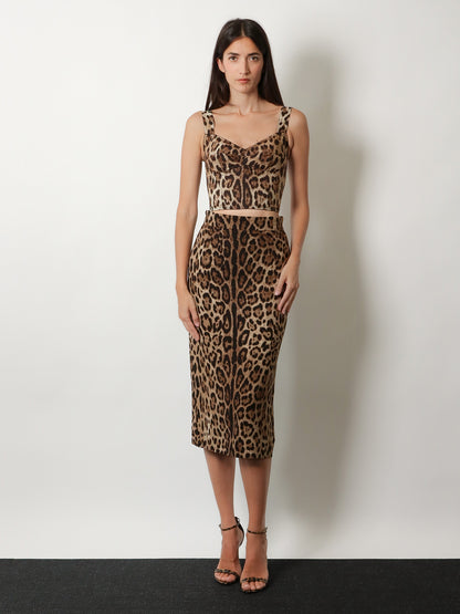 Cotton blend top with animal print thumbnail
