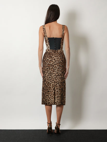 Cotton blend top with animal print thumbnail
