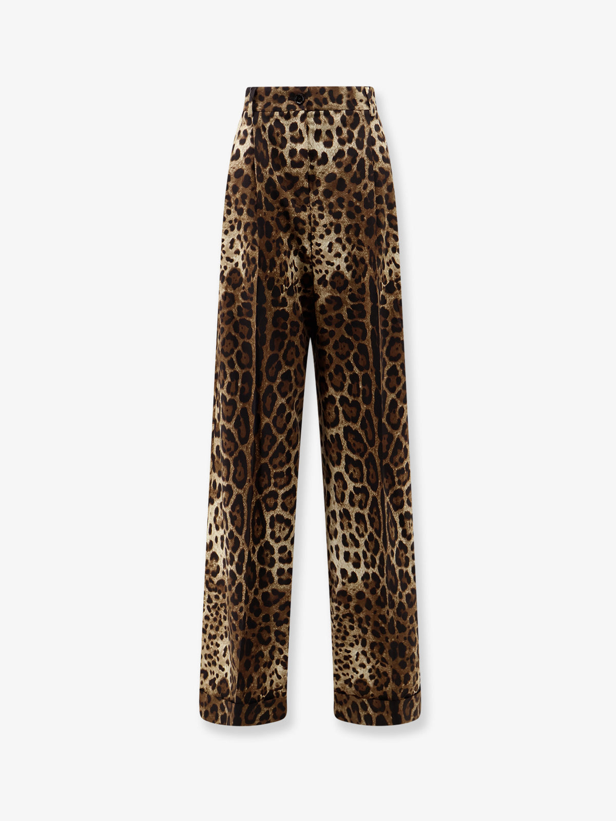 Stretch wool trousers with animal print