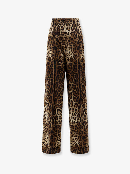 Stretch wool trousers with animal print thumbnail
