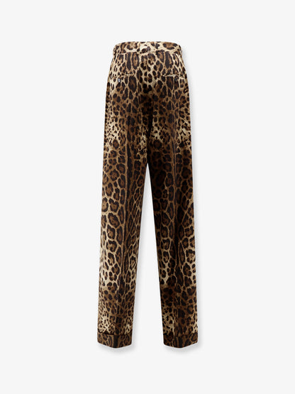Stretch wool trousers with animal print thumbnail