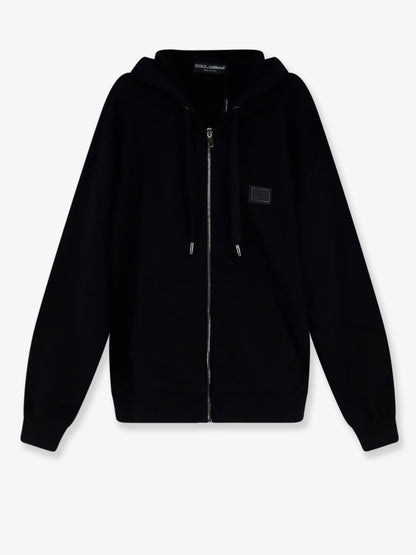 Cotton sweatshirt with metal logo patch thumbnail
