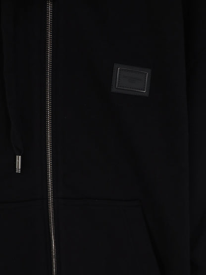 Cotton sweatshirt with metal logo patch thumbnail