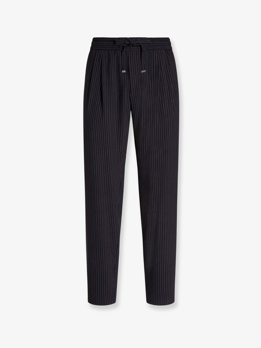 Pinstriped wool jogging trousers