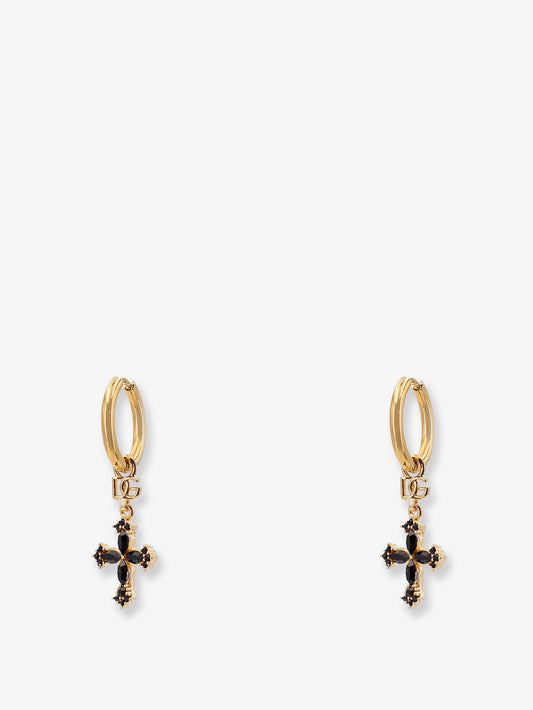 Brass earrings with rhinestones