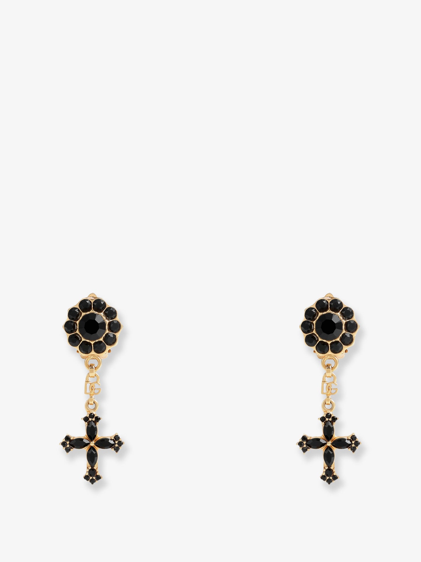 Brass earrings with rhinestones