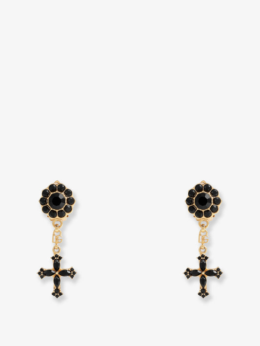 Brass earrings with rhinestones