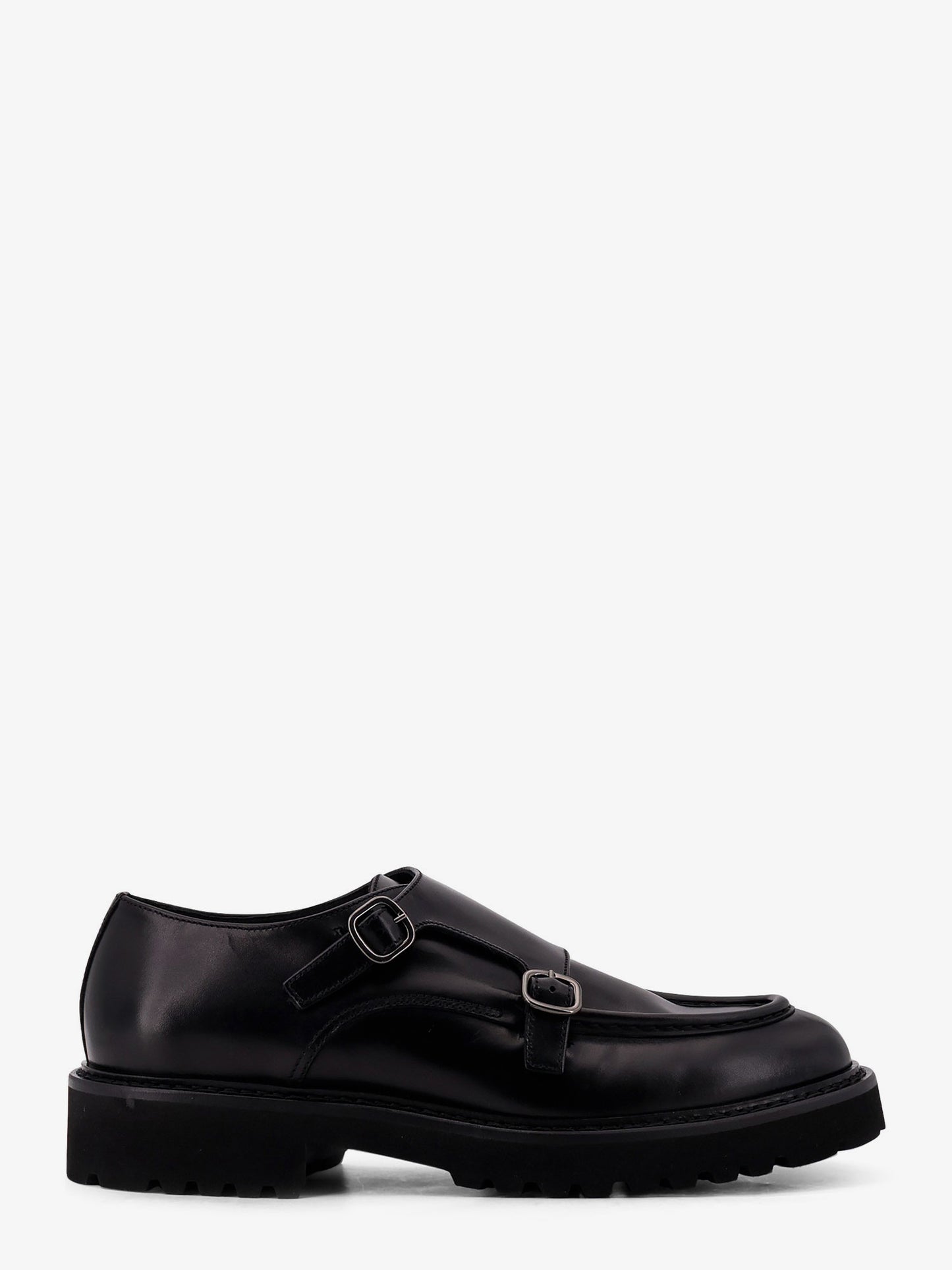 Leather double buckle loafers