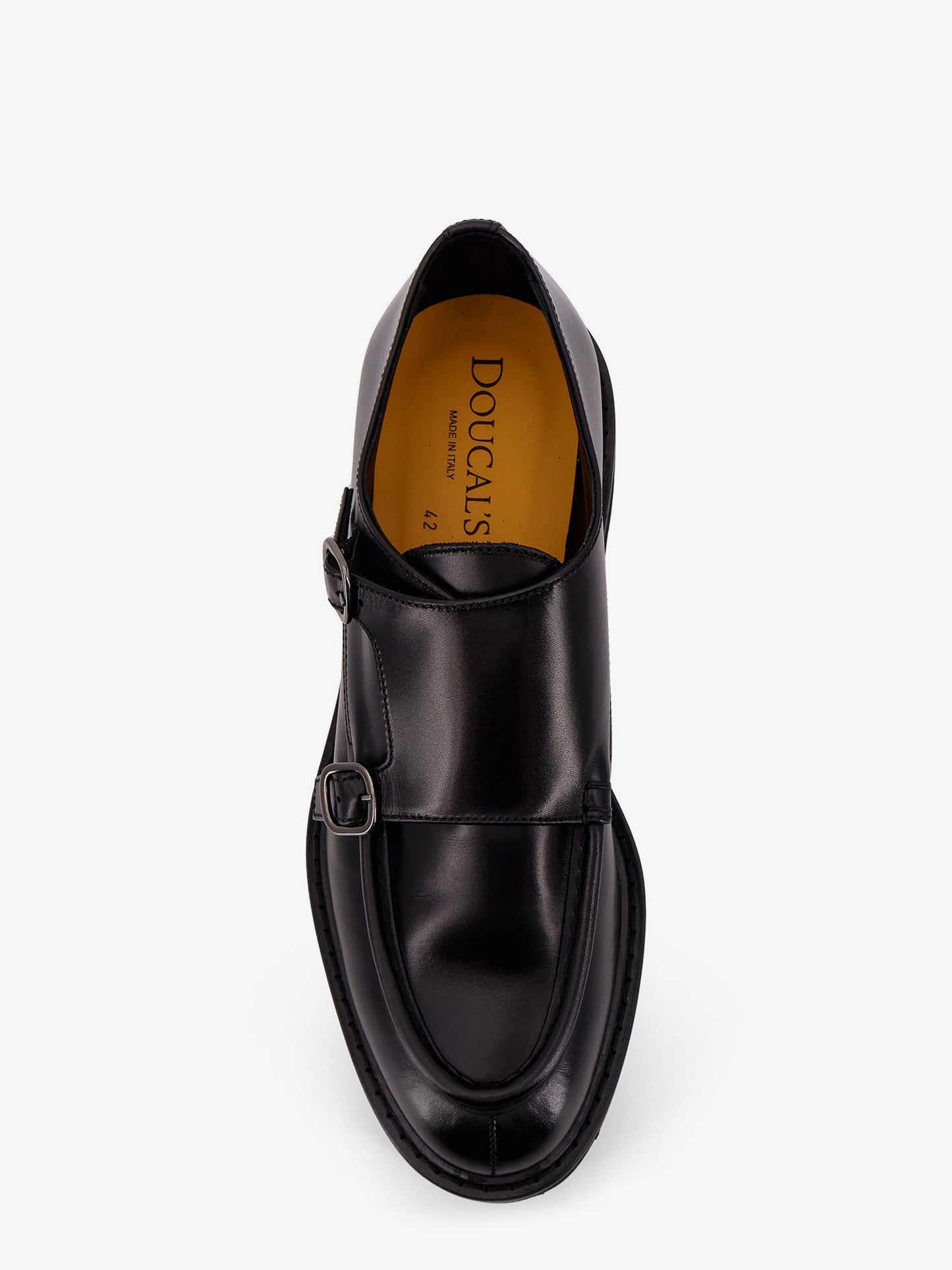 Leather double buckle loafers