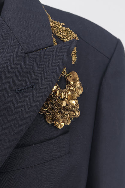 Barrysta wool blazer with gold embroidery thumbnail