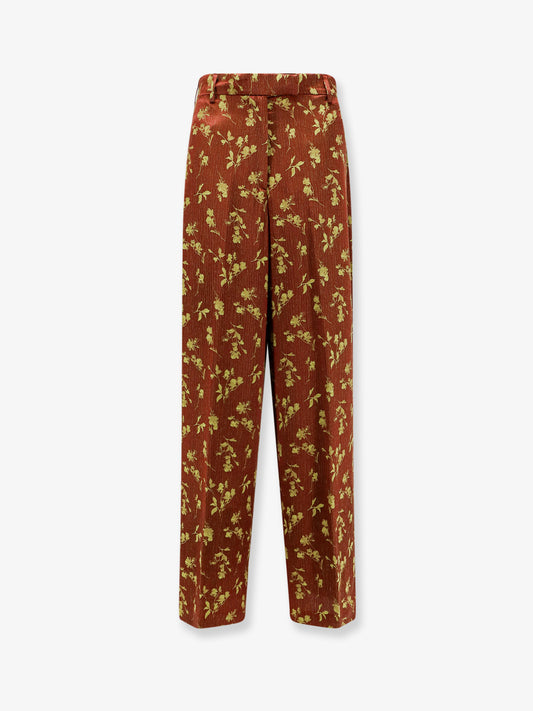 Viscose blend trousers with floral pattern