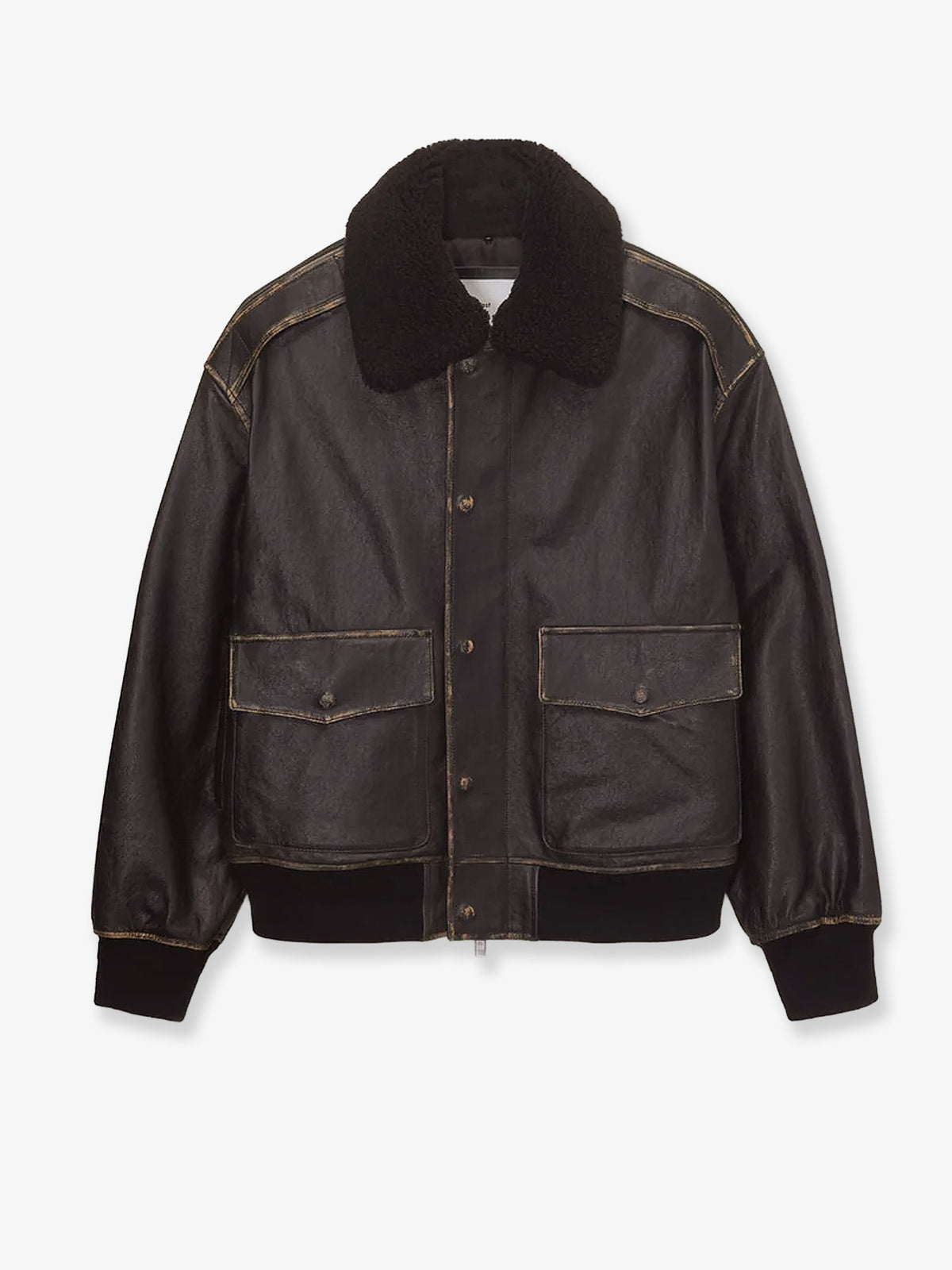 Unisex leather jacket with removable collar