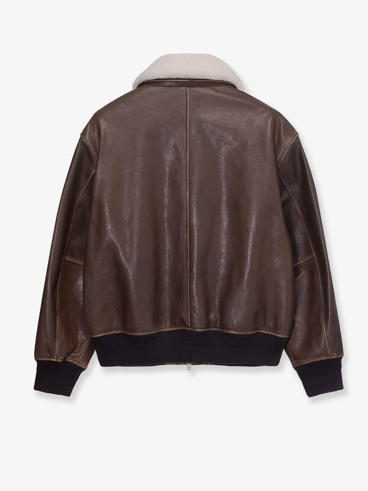 Unisex leather jacket with removable collar