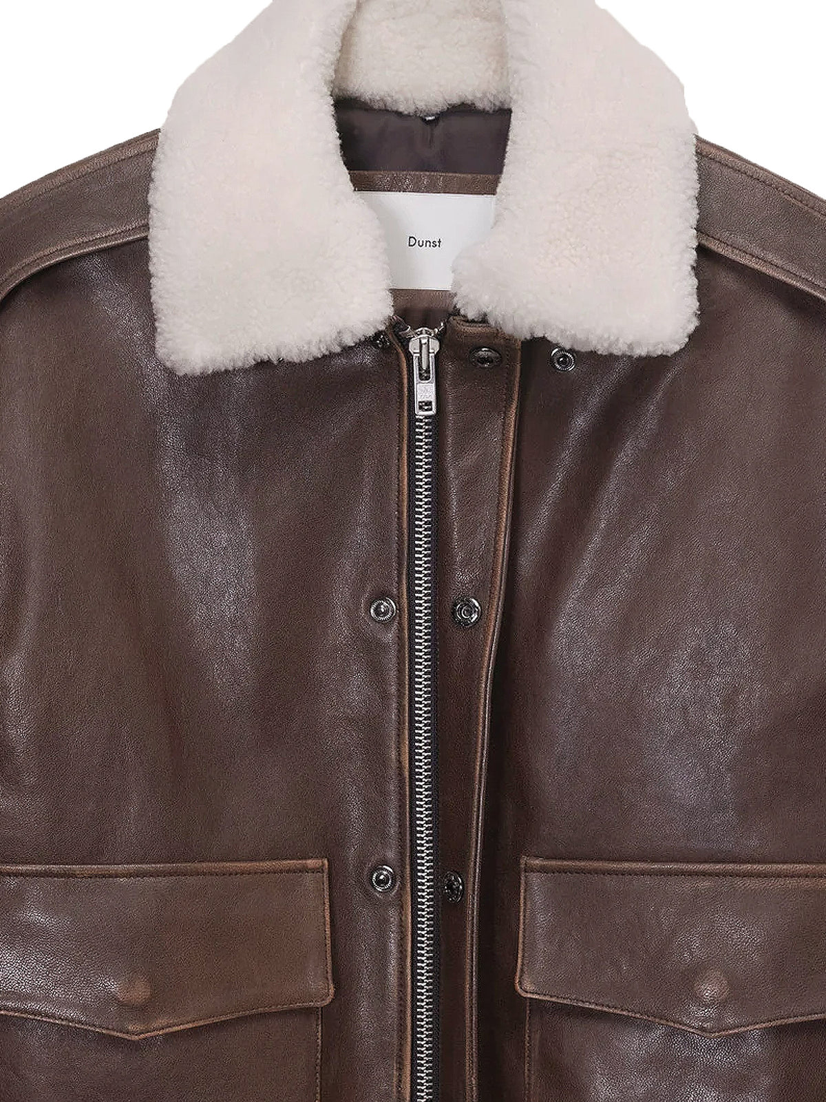 Unisex leather jacket with removable collar