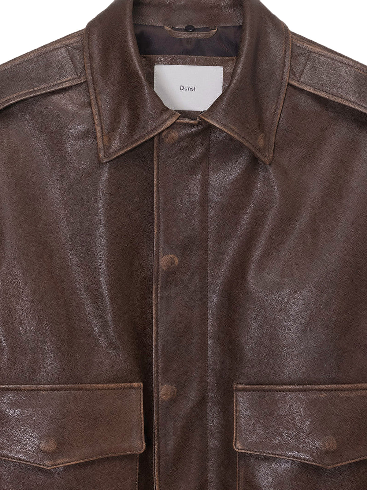 Unisex leather jacket with removable collar
