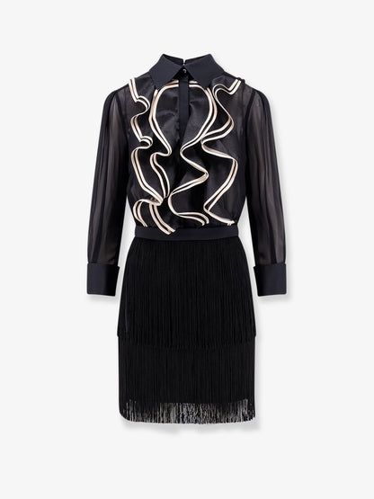 Viscose dress with ruffles and fringe thumbnail