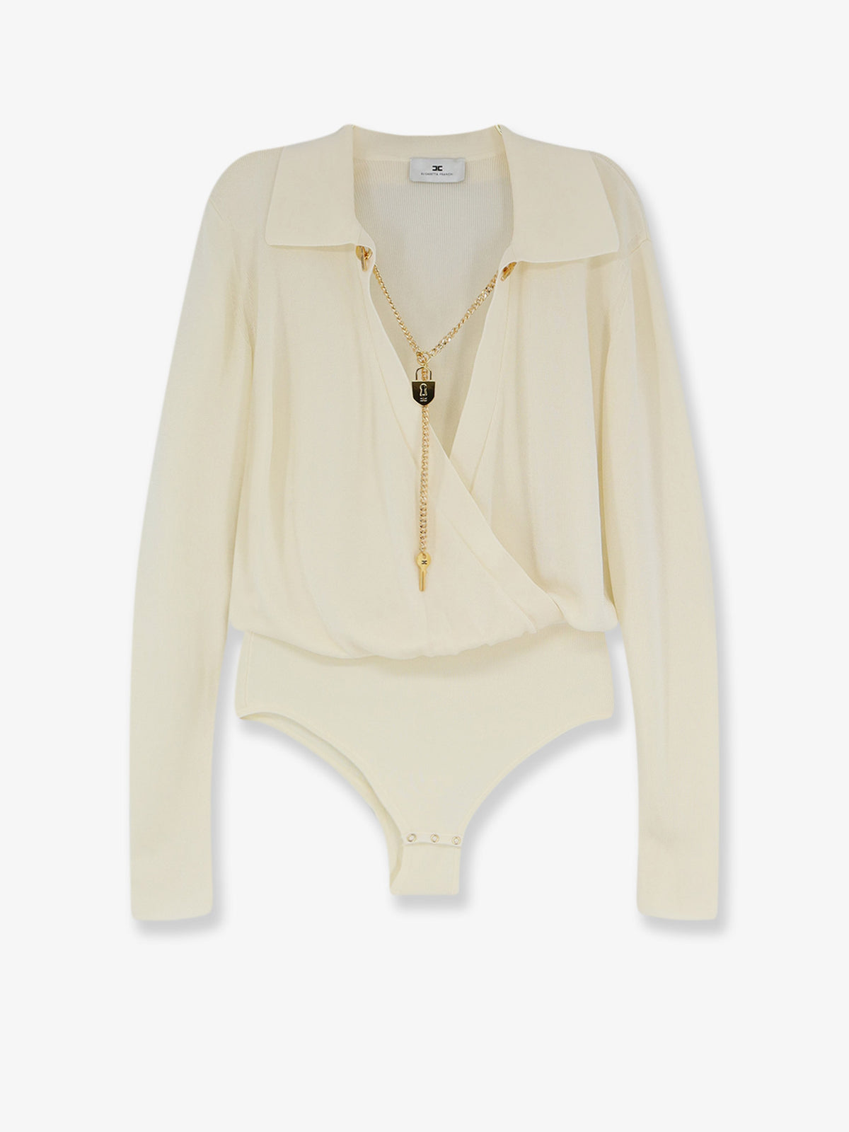 Viscose blend bodysuit with jewel charm detail