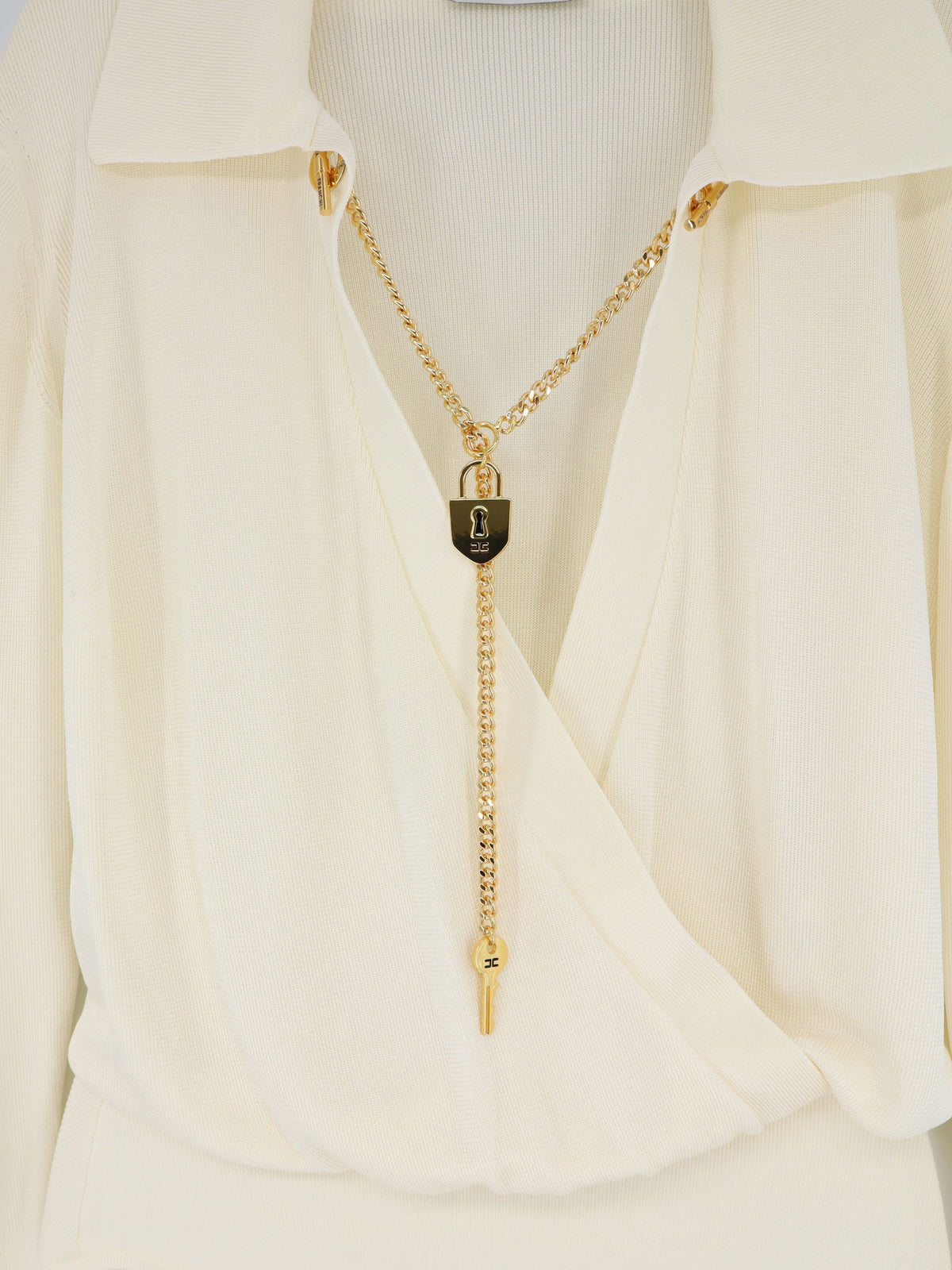 Viscose blend bodysuit with jewel charm detail
