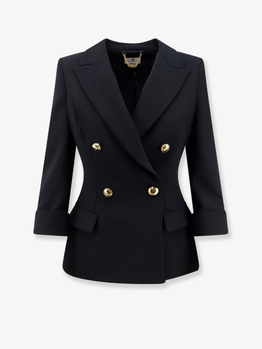 Stretch fabric blazer with logoed cufflinks
