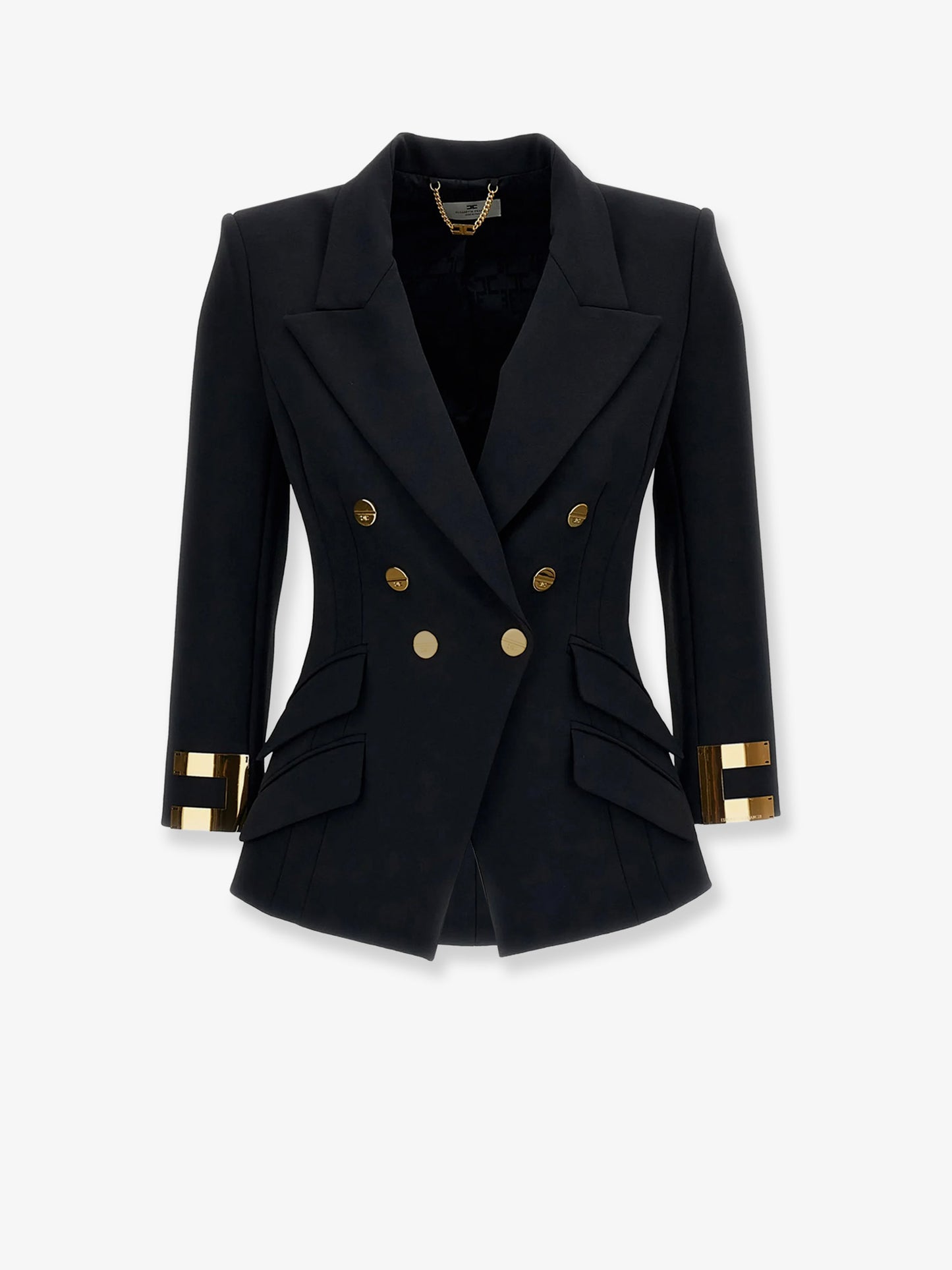 Double-breasted blazer with Monogram gold metal details