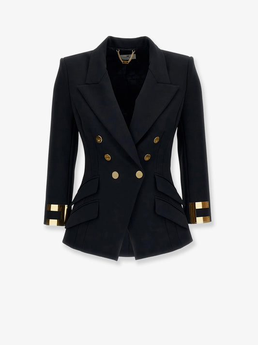 Double-breasted blazer with Monogram gold metal details