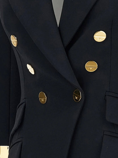Double-breasted blazer with Monogram gold metal details thumbnail