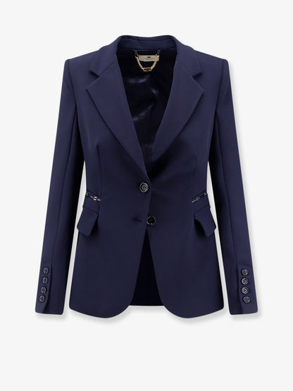 Slim fit blazer with gold logo clamps thumbnail