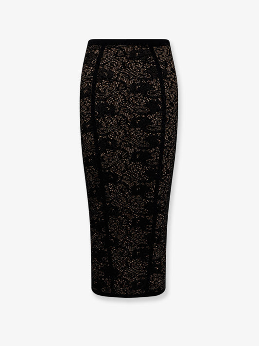 Embroidered knitted skirt