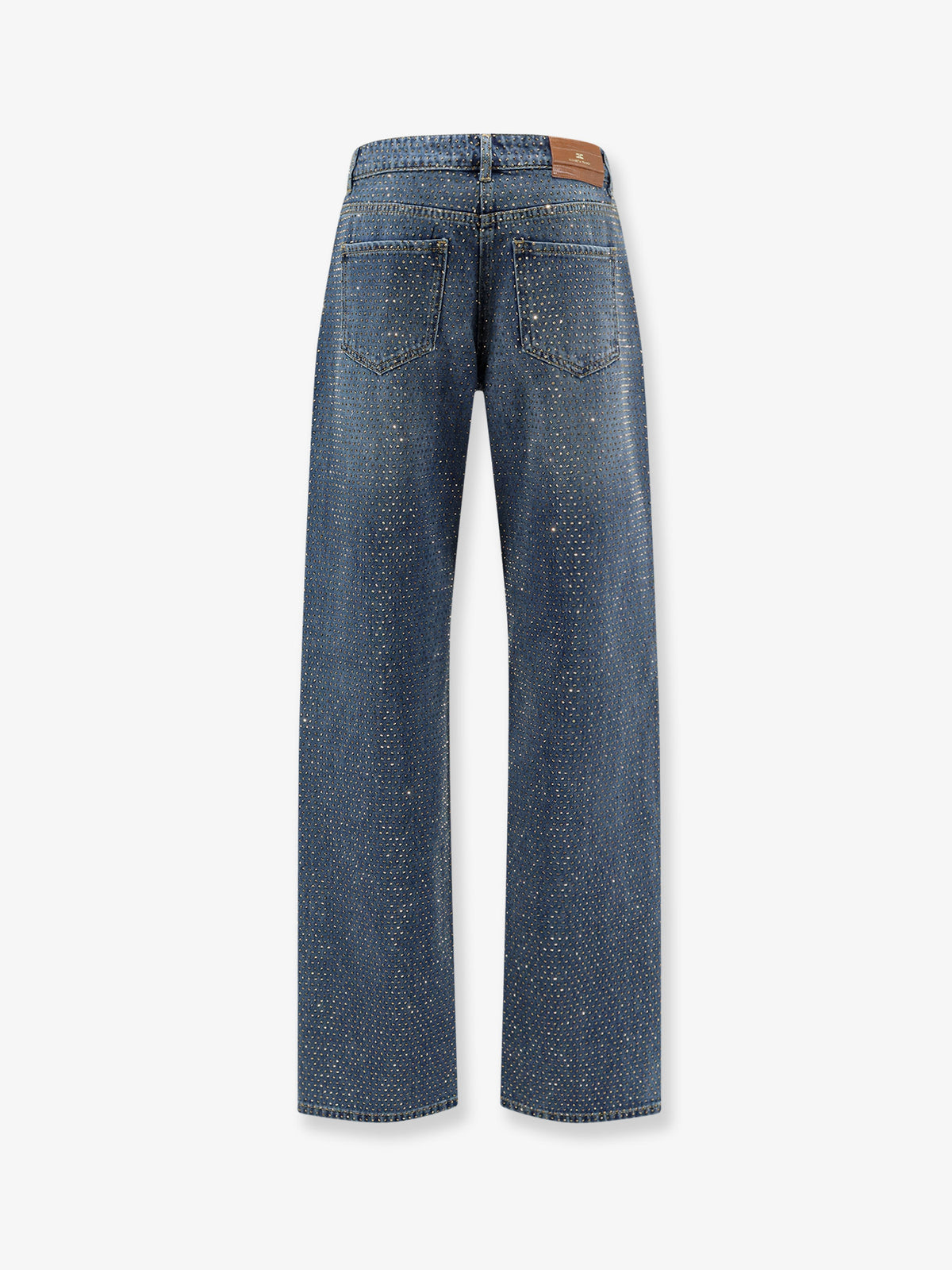 Jeans in blue denim con cristalli all-over