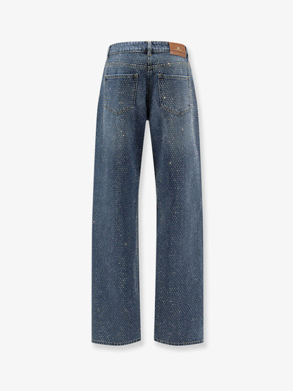 Jeans in blue denim con cristalli all-over thumbnail
