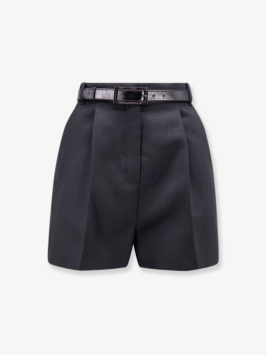 Virgin wool shorts with belt