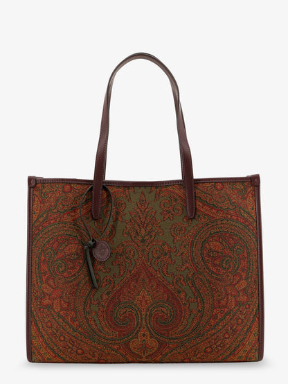 Love Trotter Paisley jacquard shopping bag with leather handles thumbnail