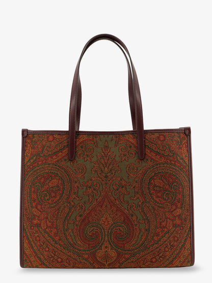 Love Trotter Paisley jacquard shopping bag with leather handles thumbnail