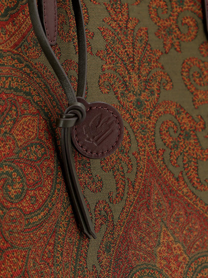 Love Trotter Paisley jacquard shopping bag with leather handles thumbnail