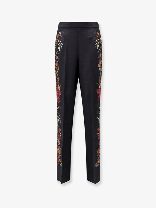 Silk trousers with paisley pattern