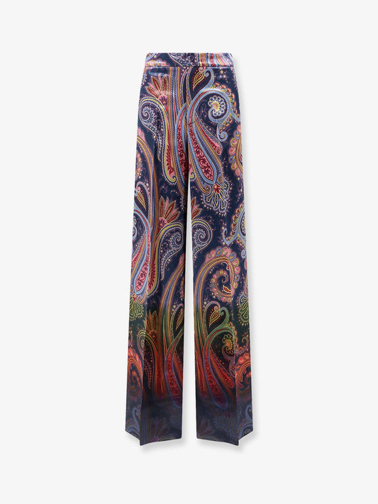 Wide-leg trousers with paisley pattern