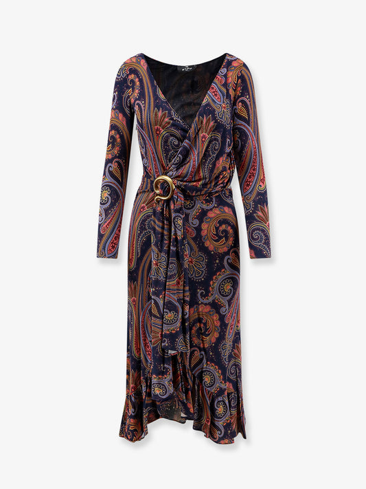 Stretch viscose dress with iconic pattern