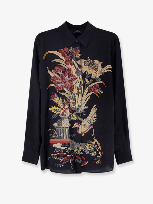 Silk shirt with frontal print