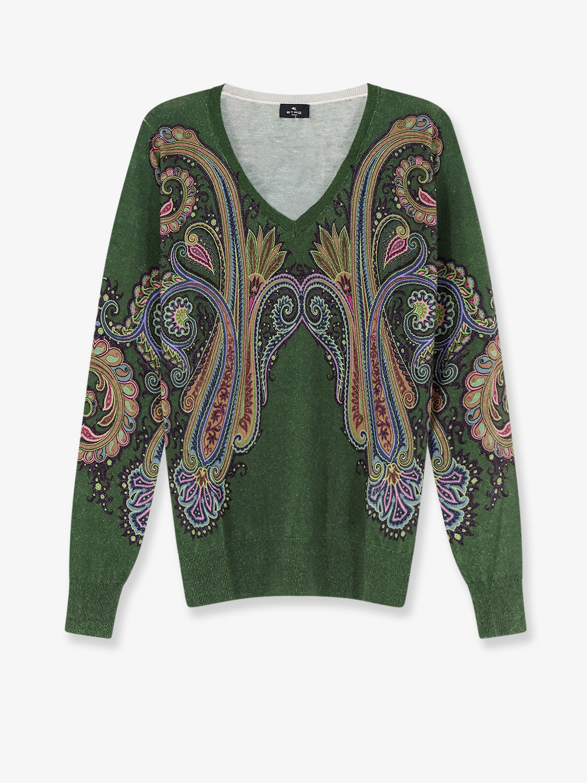 Silk and cashmere blend sweater with iconic paisley print