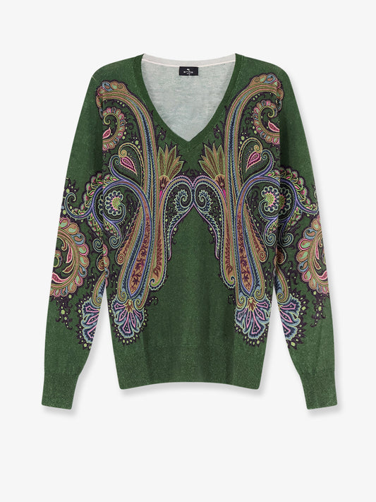 Silk and cashmere blend sweater with iconic paisley print