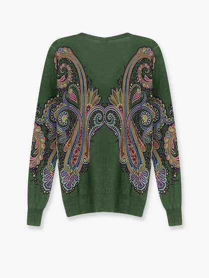 Silk and cashmere blend sweater with iconic paisley print thumbnail