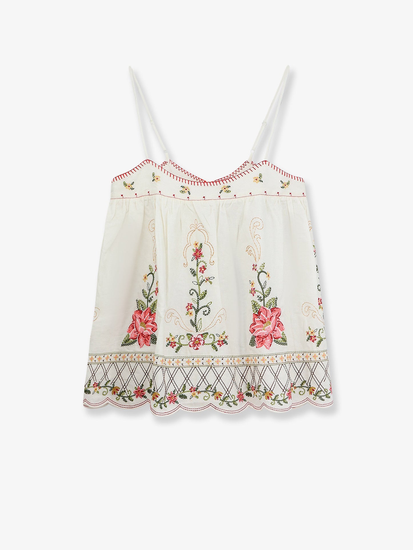 Linen and viscose top with embroidery