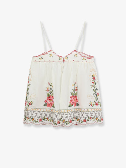 Linen and viscose top with embroidery thumbnail