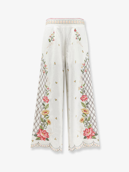 Linen and viscose trousers with embroidery thumbnail
