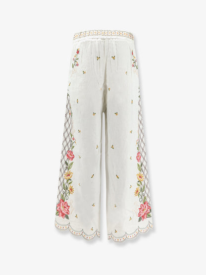 Linen and viscose trousers with embroidery thumbnail